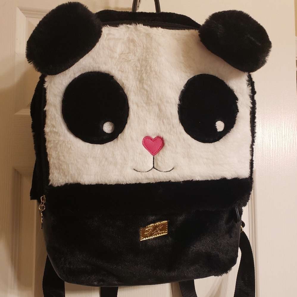 Betsey Johnson Fur Panda Backpack LBANDY